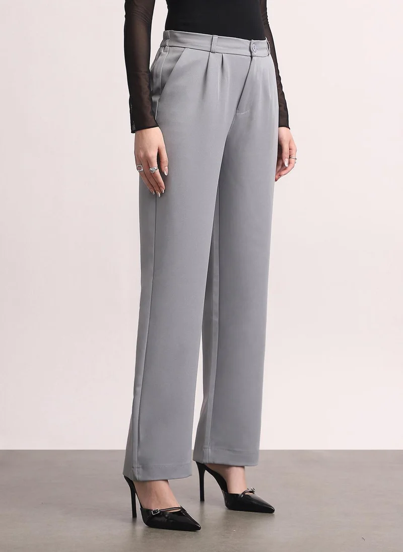 Urbano Fashion  Urbano Fashion Women's Light Blue Loose Baggy Fit Solid Korean Pants Stretchable for Women | Best Price UAE